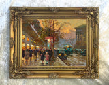 Fine Oleograph on Canvas of a Parisian Scene - Evening in La Madelaine aft. Eduoard Cortes