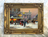 Fine Oleograph on Canvas of a Parisian Scene - Paris in the Snow aft. Eduoard Cortes
