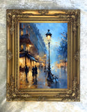 Stunning Lithograph on Canvas of a Parisian Autumn Twilight Scene