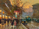 Fine Oleograph on Canvas of a Parisian Scene - Evening in La Madelaine aft. Eduoard Cortes
