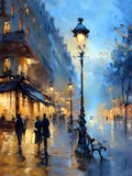 Stunning Lithograph on Canvas of a Parisian Autumn Twilight Scene