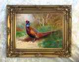 Fine Ornate Framed Oil Painting Print on Canvas depicting a Cock Pheasant in a Copse