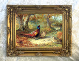 Pheasants in a Woodland Landscape - Fine Lithograph on Canvas after Thorburn