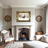 Fine Lithograph on Canvas - A Cock Pheasant in a Winter Woodland Landscape