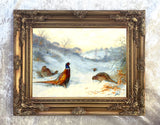 Pheasants in a Wintry Woodland Landscape - Fine Lithograph on Canvas after Thorburn
