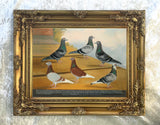 Fine Oleograph on Canvas of 6 Racing Pigeons 1937