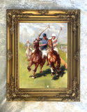 Fine Oleograph on Canvas of Polo Players