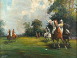 Fine Oleograph on Canvas "Polo Players"
