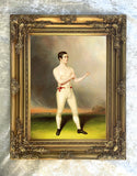 Superb Full length Portrait Oleograph on Canvas - The Pugilist "Big Brown"