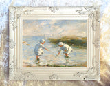 Fine Oleograph on Canvas - "Fishing In the Shallows"
