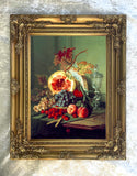 Fine Oleograph on Canvas Still Life of Mixed Fruit on a Table Ledge