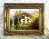 Gilt Framed Oleograph - Setters in a Landscape