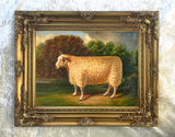 Gilt Framed  Oleograph on Canvas - A Prize Sheep in a Woodland Landscape