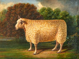 Gilt Framed  Oleograph on Canvas - A Prize Sheep in a Woodland Landscape