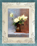 Exquisite Oleograph on Canvas - Brown Vase with Flowers