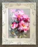 Fine Oleograph on Canvas - Arrangement of Pink & White Flowers