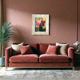 Exquisite Oleograph on Canvas - Still Life of Red Roses in a Vase