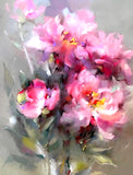 Fine Oleograph on Canvas - Arrangement of Pink & White Flowers