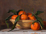 Beautiful Oleograph on Canvas Still Life of Clementines in a Bowl