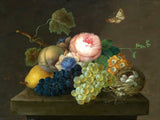 Exquisite Oleograph on Canvas Still Life on a Ledge with a Butterfly