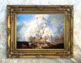 Gilt Framed Oleograph of the Battle of Trafalgar aft. JMW Turner