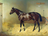 Superb Oleograph on Canvas of The Racehorse "Pearl Diver" in a Stable