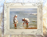 Fine Oleograph on Canvas - Children Paddling aft. Gemmell Hutchison