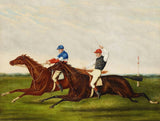 Oleograph on Canvas of Racehorses "A Close Finish"