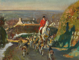 Oleograph on Canvas of a Hunting Scene - "The Pack"