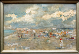 Vintage French Impressionist School Oil on Panel of a Beach Scene -Le Touquet SOLD