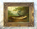 Fine Angling Oleograph on Canvas - The Days Catch