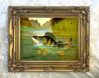 Fine Angling Oleograph on Canvas - Perch On The Hook