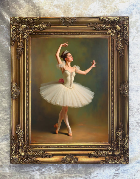 Exquisite Oleograph on Canvas Portrait of a Prima Ballerina