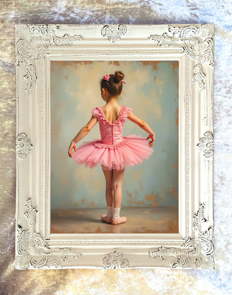 Exquisite Oleograph on Canvas Portrait of a young Ballerina