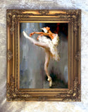 Large Gilt Framed Oleograph Portrait of a Ballet Dancer