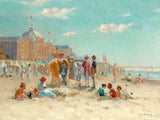 Stunning Oleograph on Canvas "A Sunny Day at the Beach"