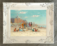 Stunning Oleograph on Canvas "A Sunny Day at the Beach"