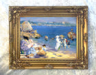 "A Day at the Beach" Impressionist Oleograph on Canvas