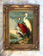Fine Oleograph on Canvas - Portrait of Cranes Herons & Egrets