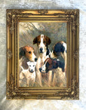 Gilt Framed Oleograph of a group of Hounds
