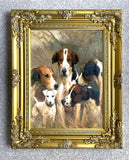 Gilt Framed Oleograph of a group of Hounds