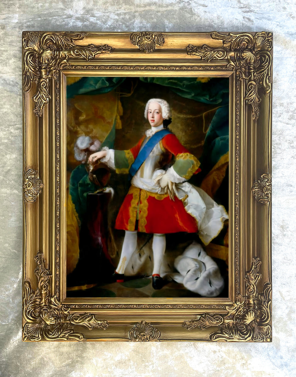 Fine Full Length Portrait of Bonnie Prince Charlie - Oleograph on Canvas