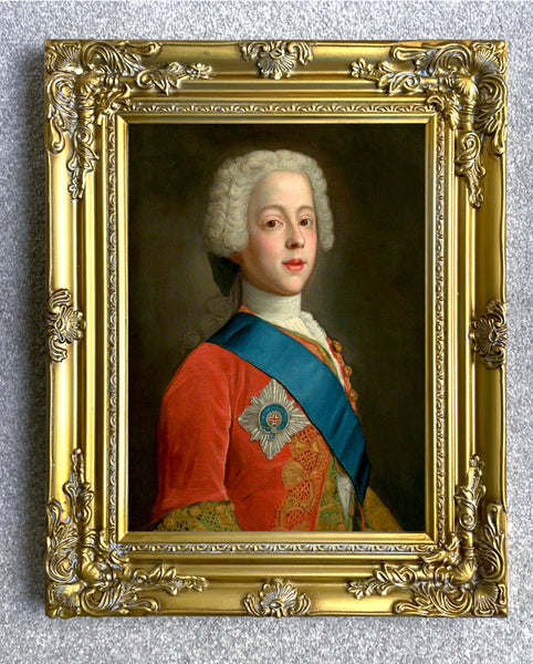 Large Gilt Framed Oleograph Portrait of a Bonnie Prince Charlie