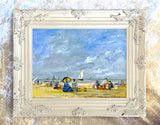 Stunning Oleograph on Canvas "Trouville Beach"