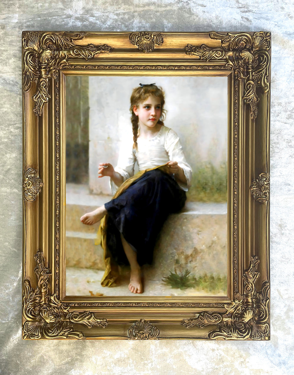 Exquisite Oleograph on Canvas - "The Seamstress"