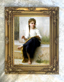 Exquisite Oleograph on Canvas - "The Seamstress"