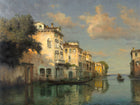Stunning Oleograph on Canvas of a Venetian Canal Scene after Bouvard
