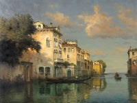 Stunning Oleograph on Canvas of a Venetian Canal Scene after Bouvard