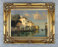 Stunning Oleograph on Canvas of a Venetian Canal Scene after Bouvard