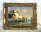 Stunning Oleograph on Canvas of a Venetian Canal Scene after Bouvard